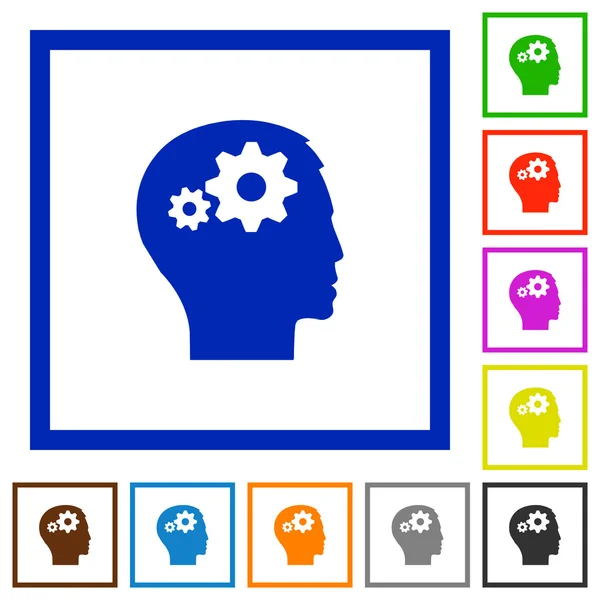 Configuración del usuario iconos planos enmarcados — Archivo Imágenes Vectoriales