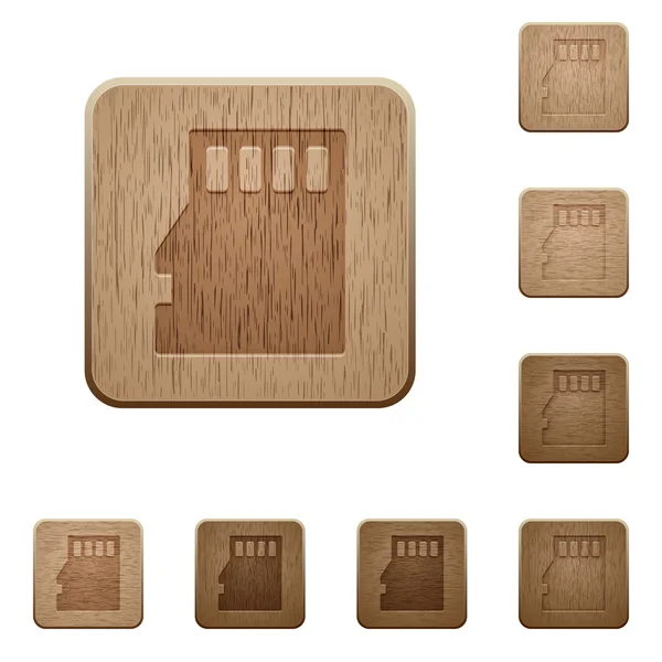 Botones de madera Micro SD card — Vector de stock