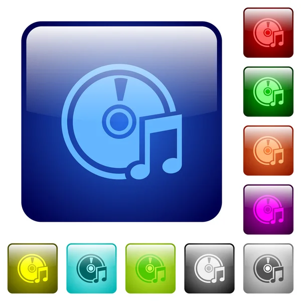 Boutons carrés CD audio couleur — Image vectorielle
