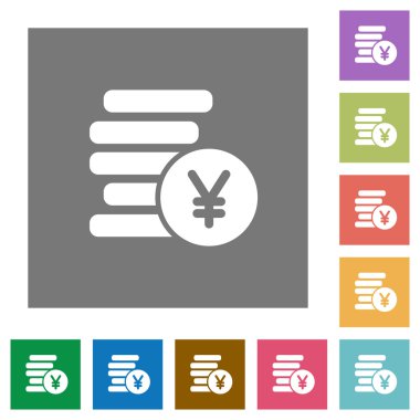 Yen paralar kare düz simgeler