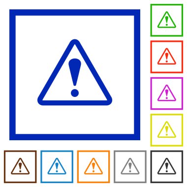 Uyarı düz simgeler çerçeveli