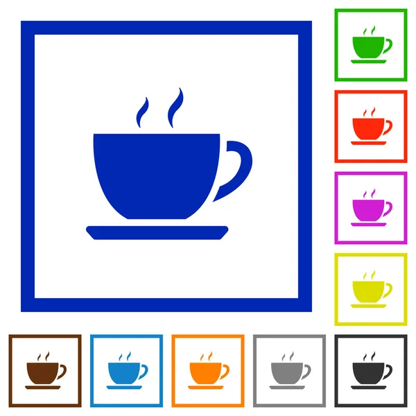 Kaffee gerahmte flache Symbole — Stockvektor