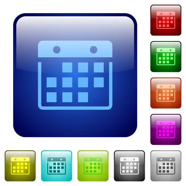 Color hanging calendar square buttons — Stock Vector