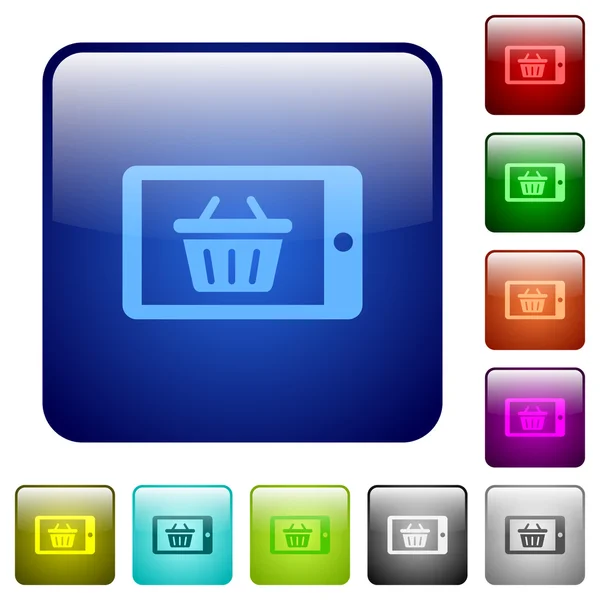 Renkli kare düğmeleri alışveriş mobil — Stok Vektör