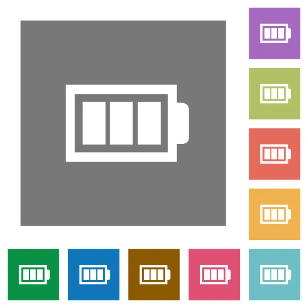 Volledige batterij vierkant plat pictogrammen — Stockvector