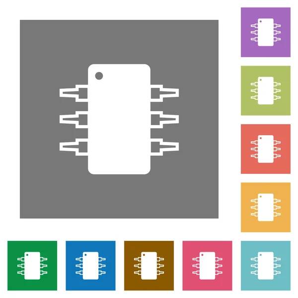 正方形の集積回路フラット アイコン — ストックベクタ