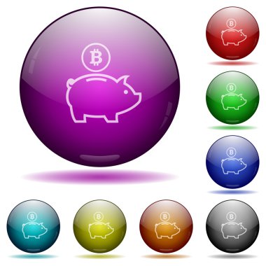 Bitcoin kumbara cam küre düğme