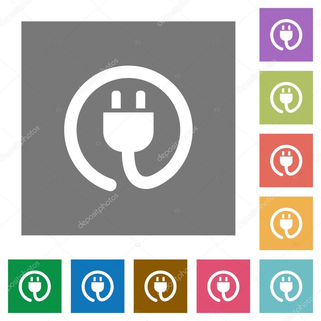 Power cord square flat icons