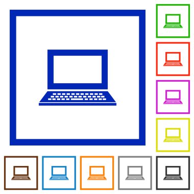 Dizüstü düz simgeler çerçeveli