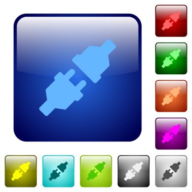 Takılı güç konektörleri kare düğmeleri renk