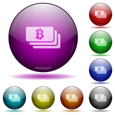 Bitcoin banknotlar cam küre düğme