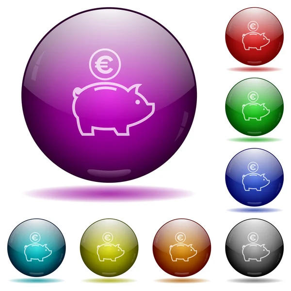 Euro piggy banco botões esfera de vidro —  Vetores de Stock