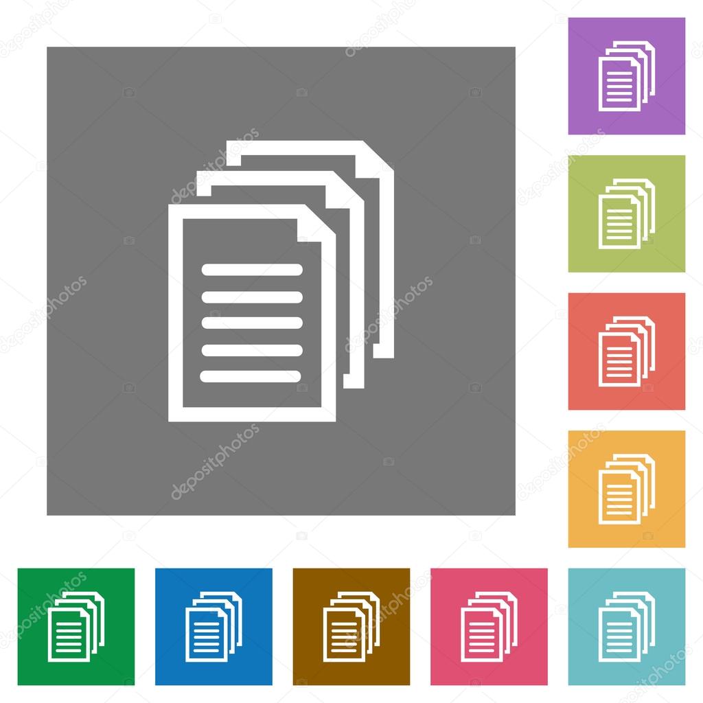Documents square flat icons