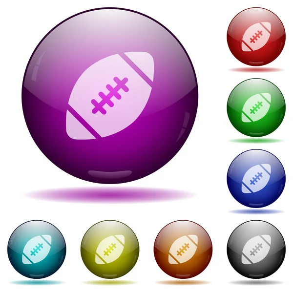 Rugby ball glass sphere buttons — Stock Vector