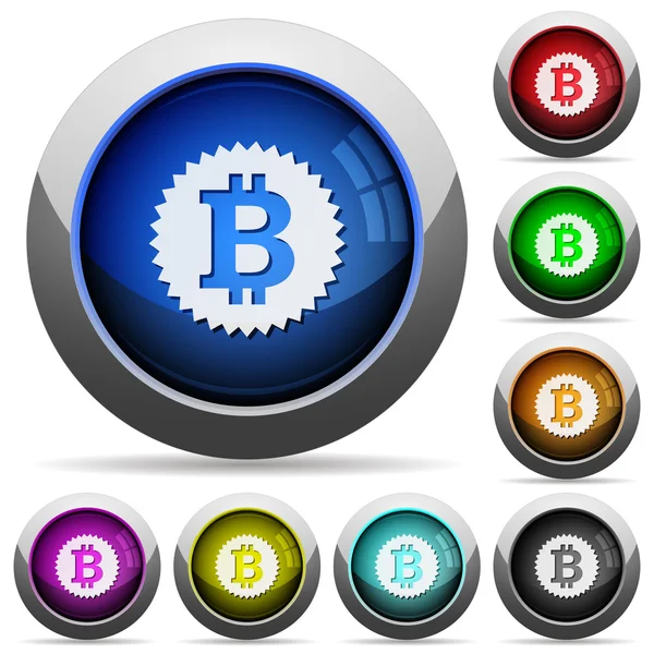 Bitcoin klistermärke knappen set — Stock vektor