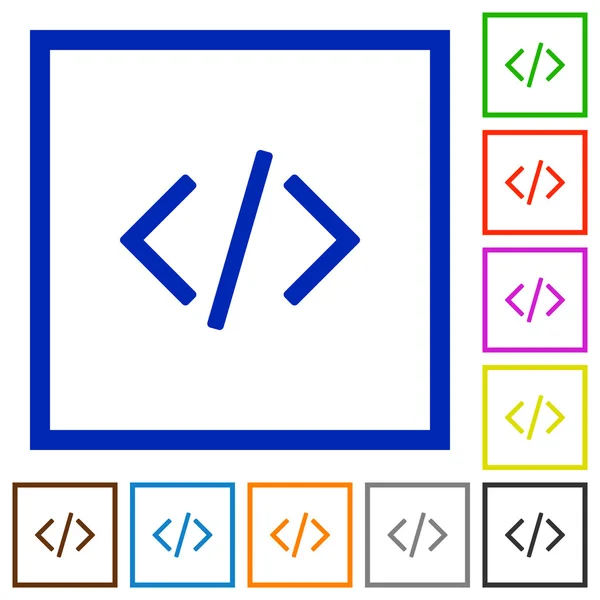 Programming code framed flat icons — Stock Vector