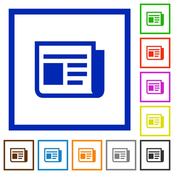 Nouvelles encadrées icônes plates — Image vectorielle