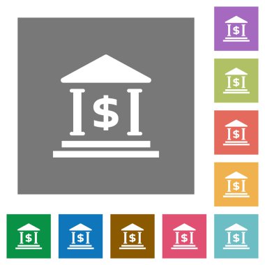 Doları banka kare düz simgeler