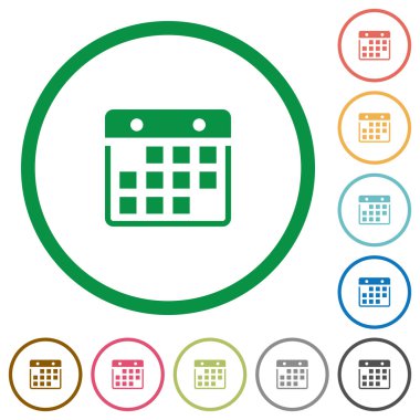 Takvim asılı düz simgeler özetlenen