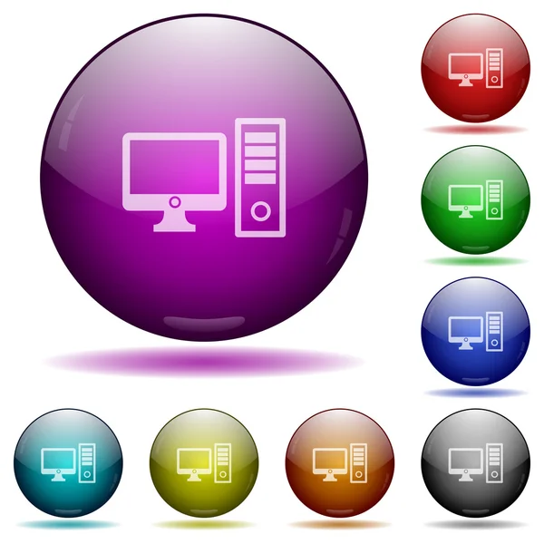 Desktop computer glass sphere buttons — Stock Vector