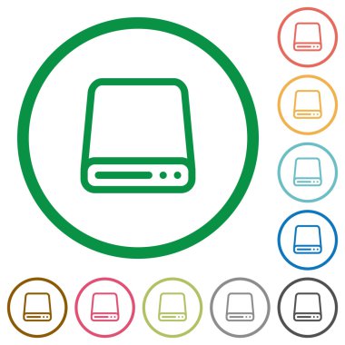 Sabit disk sürücüsü düz simgeler özetlenen