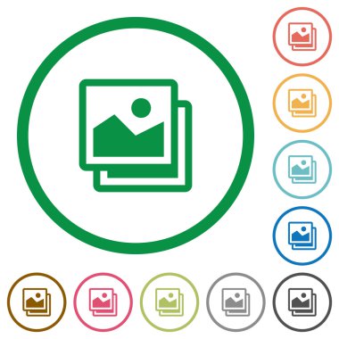 Düz simgeler görüntüler özetlenen