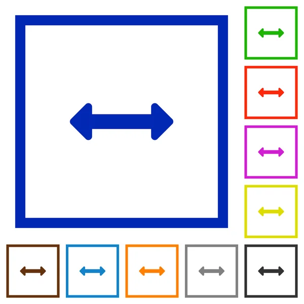 Cambiar el tamaño de iconos planos enmarcados horizontales — Vector de stock