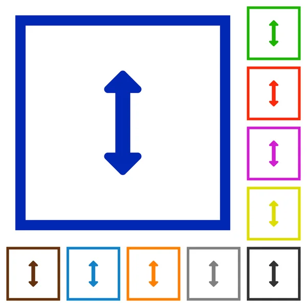 Cambiar el tamaño de los iconos planos enmarcados verticales — Vector de stock