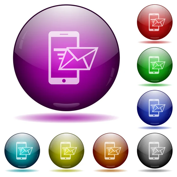 Enviar botones de esfera de vidrio de correo electrónico — Vector de stock