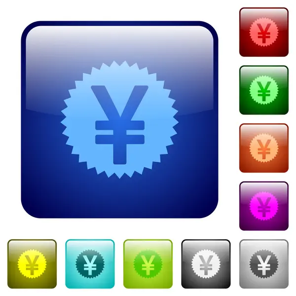 Χρώμα γιεν αυτοκόλλητο γυαλί κουμπιά — Διανυσματικό Αρχείο