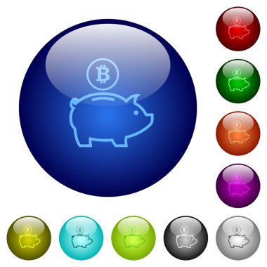 Renk bitcoin domuz bankl cam düğmeleri