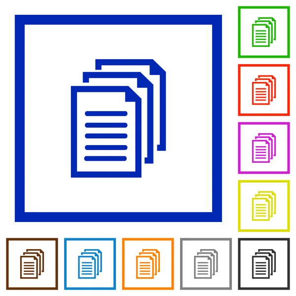 Documents encadrés icônes plates — Image vectorielle