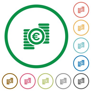 Euro coins düz simgeler özetlenen
