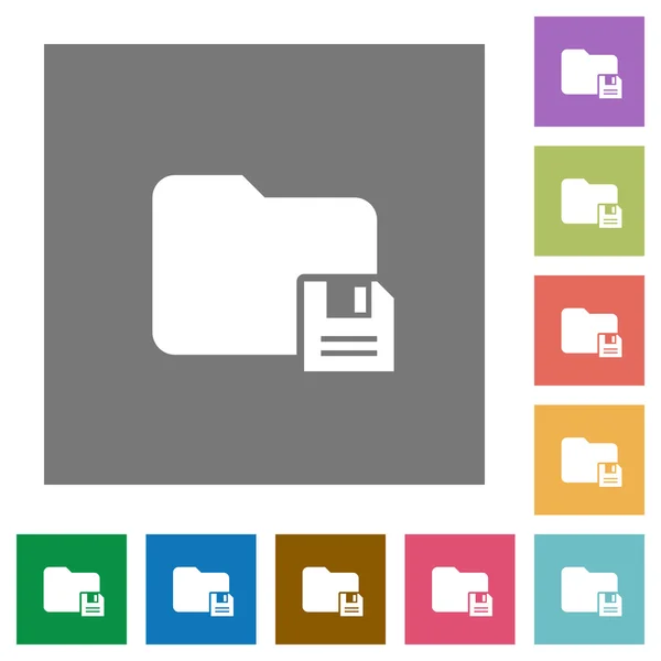 Enregistrer le dossier carré icônes plates — Image vectorielle