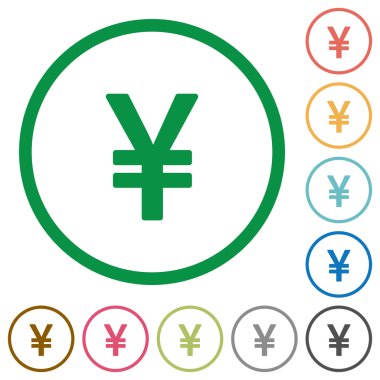 Yen işareti düz simgeler özetlenen