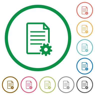 Belge ayarları düz simgeler özetlenen