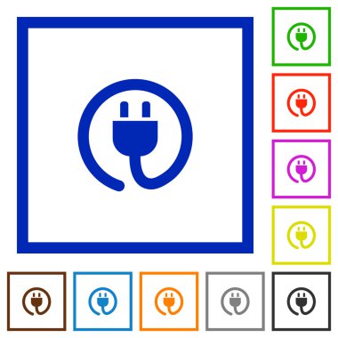Güç kablosunu düz simgeler çerçeveli