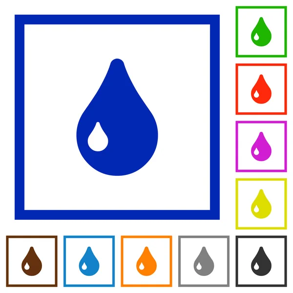 Gota iconos planos enmarcados — Archivo Imágenes Vectoriales