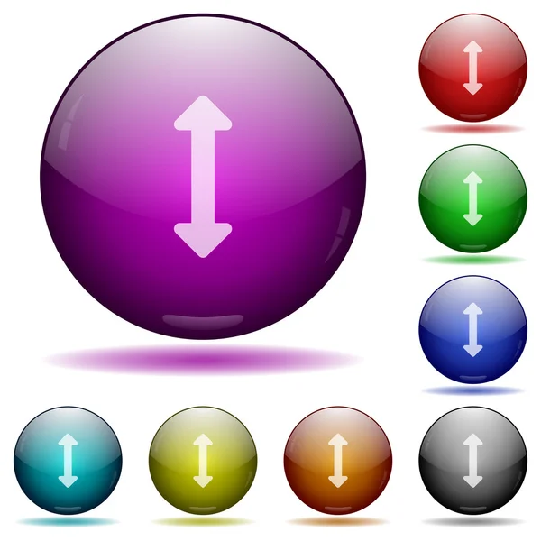 Redimensionner les boutons sphériques verticaux en verre — Image vectorielle