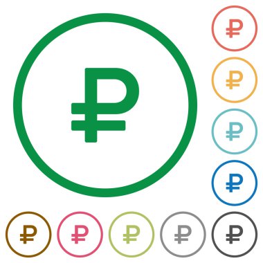 Düz simgeler Rublesi işareti özetlenen