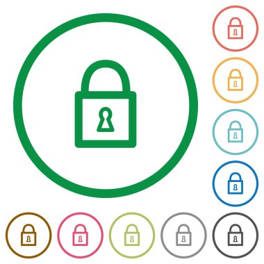 Bir kilit düz simgeler özetlenen