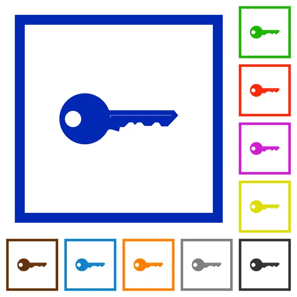 Iconos planos enmarcados clave — Archivo Imágenes Vectoriales