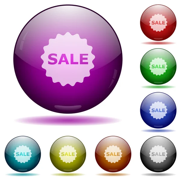Sale badge glass sphere buttons — Stock Vector