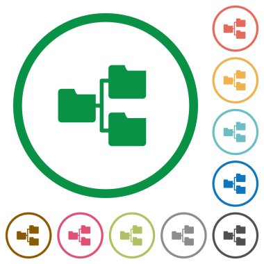 Shared folders outlined flat icons
