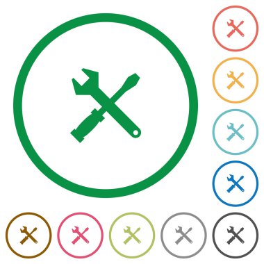 Araçlar düz simgeler özetlenen