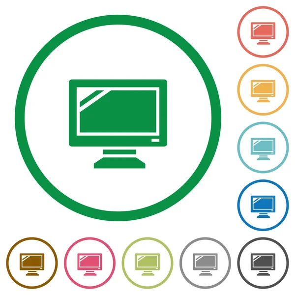 Monitor geschetst plat pictogrammen — Stockvector