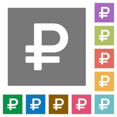 Düz simgeler Rublesi işareti kare