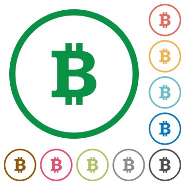 Bitcoin işareti düz simgeler özetlenen