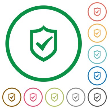 Aktif kalkan düz simgeler özetlenen