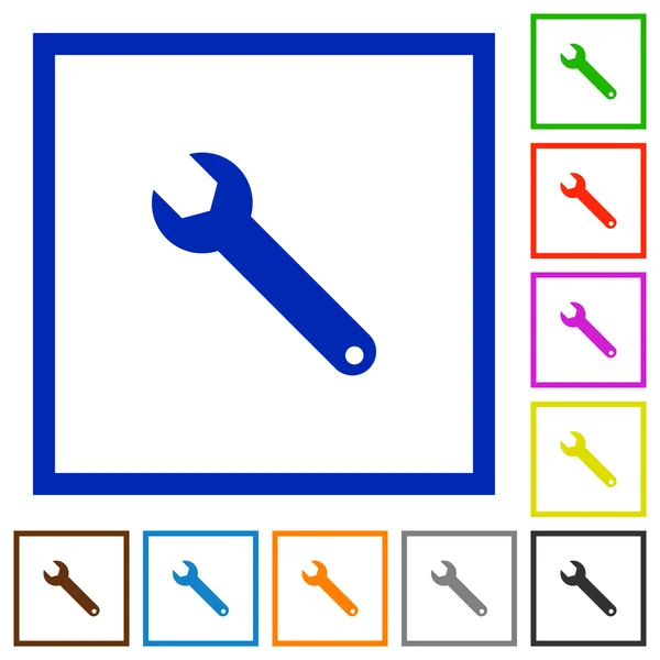 Wrench framed flat icons — Stock Vector